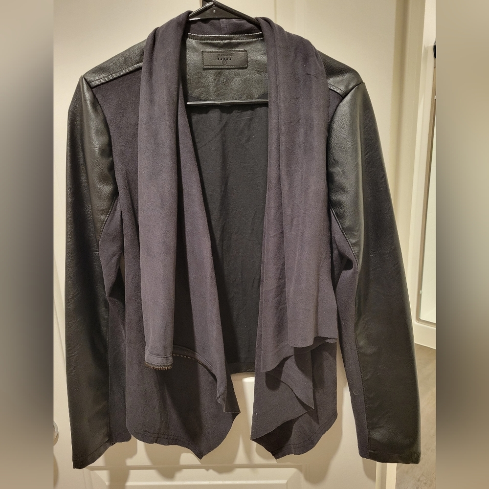 Black faux leather jacket with suede, women's medium